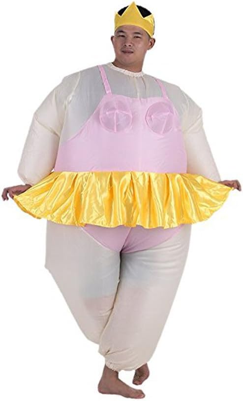 Dumonsly Funny Cute Inflatable Costume Fat suit Ballet-dancer Jumpsuit for Christmas Gift, Pink