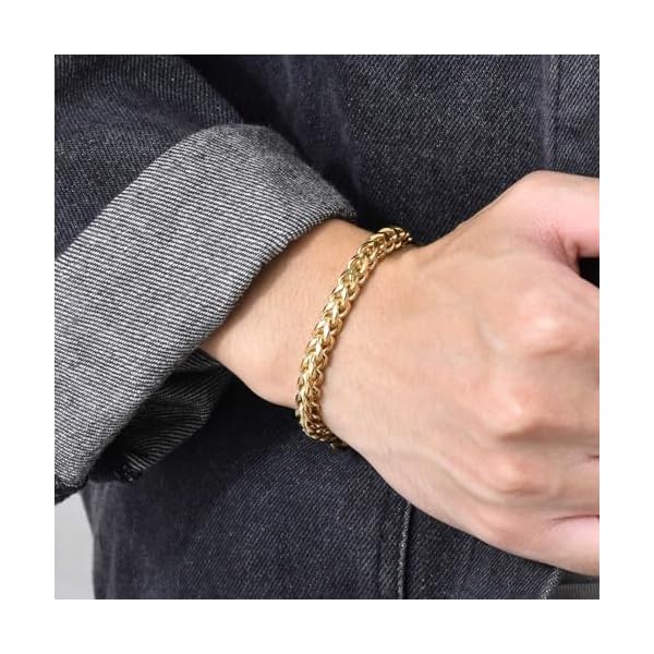 18K gold mesh bracelet for men and women solid Cuban bracelet punk style jewelry Father's/Mother's Day, birthday, Christmas gift box - Image 4