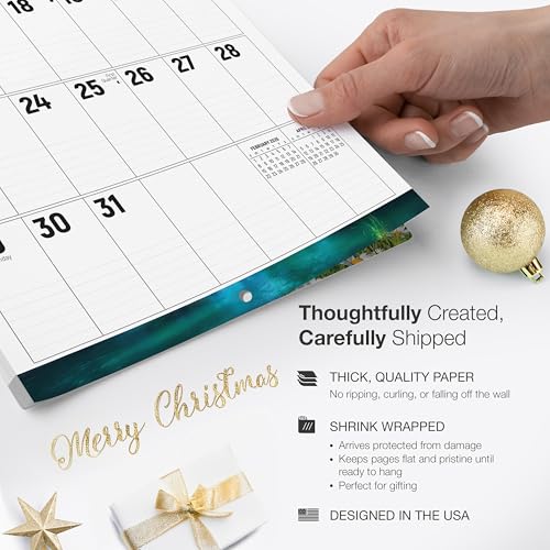 Image of RED EMBER The Big Grid Seasonal Planner Calendar - with Lines 2026 Wall Calendar 12 Month | 12 inch x 24 inch Open | Thick & Sturdy Paper | Giftable | Jumbo Large Print Nature Calendar 2026