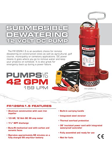 Image of Fill-Rite FR12SPA1.5 DC Aluminum Dewatering Pump, 42 GPM, 12 VDC