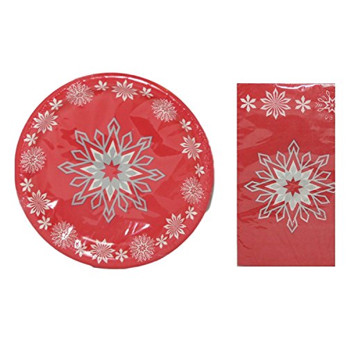 Christmas Party Snowflake Paper Plates and Napkins Serves 18