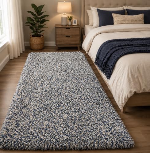 Image of tie die Shaggy Carpet for 2 Inch Thickness Living Room - Soft Fluffy Rug & Non Slip Runner Carpet - Cozy Shaggy Area Rug for Bedroom & Lounge [1.5X3 Feet Blue]