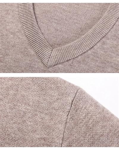 Jegsnoe Men V-Neck Long Sleeve Pullovers Sweaters Business Casual Knit Sweater2
