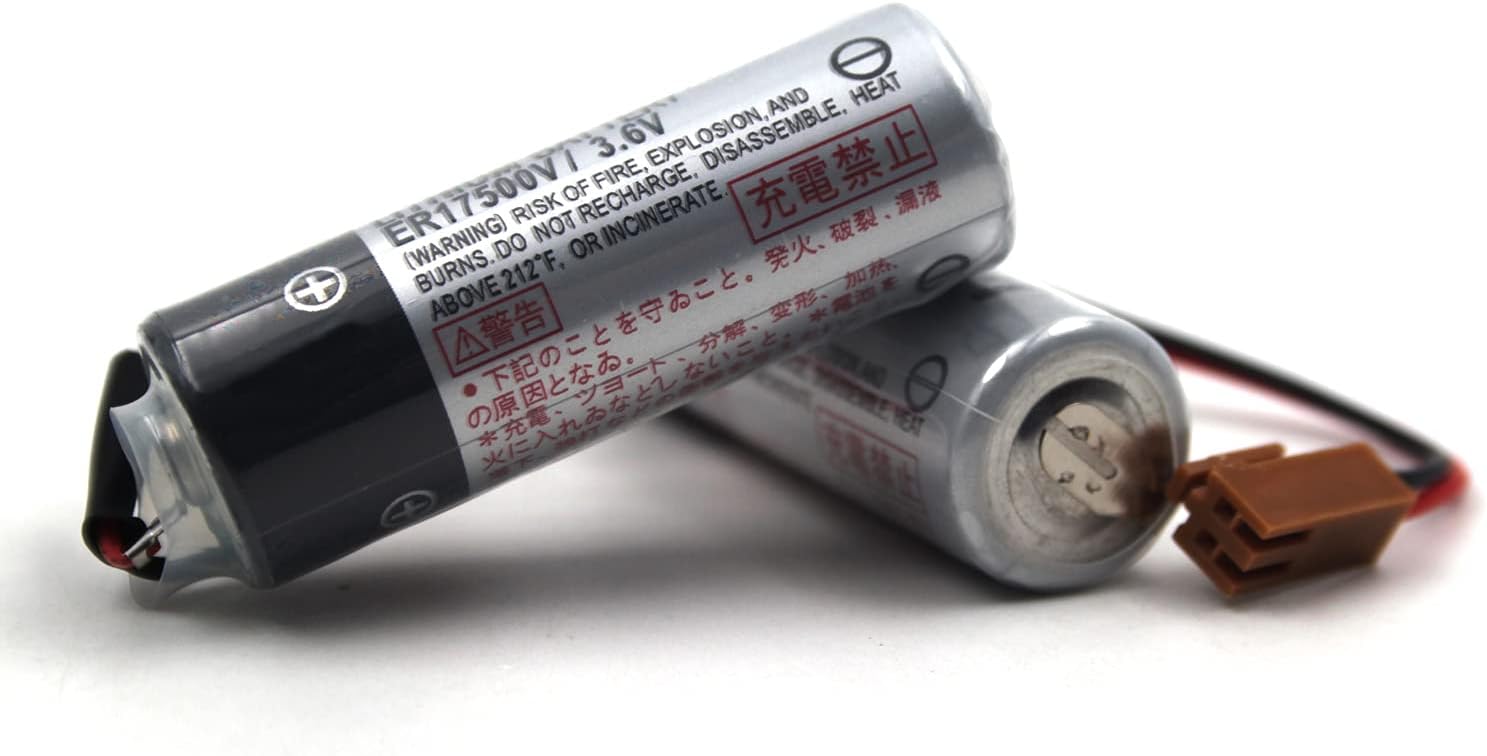 elxjar (2-Pack) ER17500V/3.6V Battery Replacement for CNC - Mitsubishi/DENSO/Toshiba PLC Controller (RD029 Connector, Brown), LS17500MER