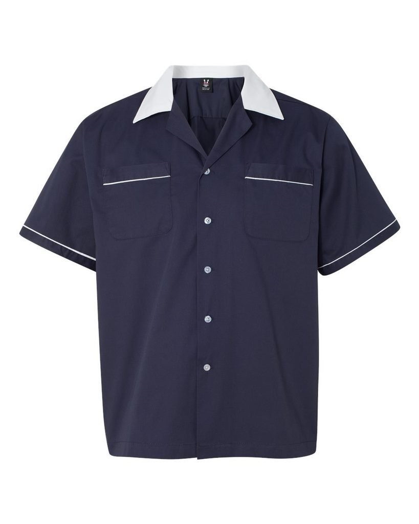 Hilton Adult Unisex Legend Bowling Shirt Navy/White