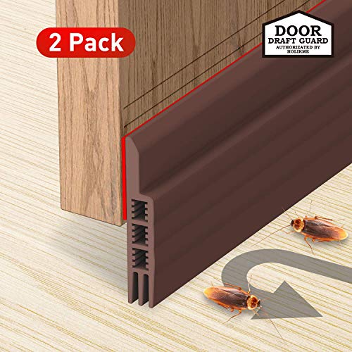 Holikme Door Draft Stopper 2 Pack Brown 39-inch Under Door Draft Blocker Insulator