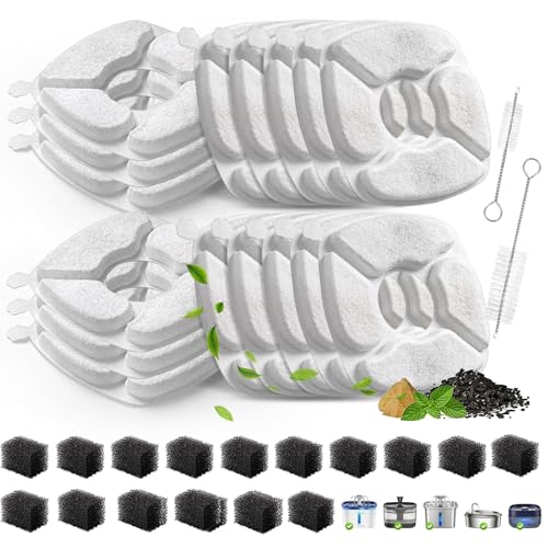 Image of Cat Water Fountain Replacement Filters-16 Pack Cat Fountain Filters with 16 Pack Sponges, Enhanced Compatibility Pet Fountain Filter Fit for 50oz, 84oz, 95oz or 108oz Automatic Pet Dog Water Dispenser