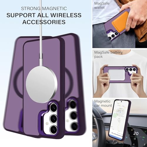 Image of DIZORO Samsung Galaxy S25 Case Compatible with Wireless Charging, with Camera Stand, Military Grade Drop Tested,Translucent Hard Back Soft Edge Back Cover Deep
