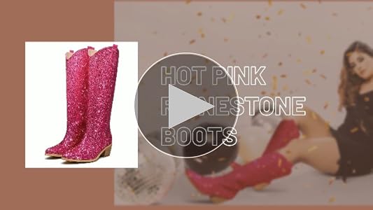 Amazon.com | GOSERCE Women's Rhinestone Knee High Cowboy