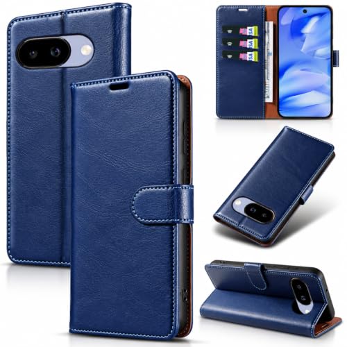 RKINC Wallet Case for Pixel 9A, 3 Card Holders, Blue