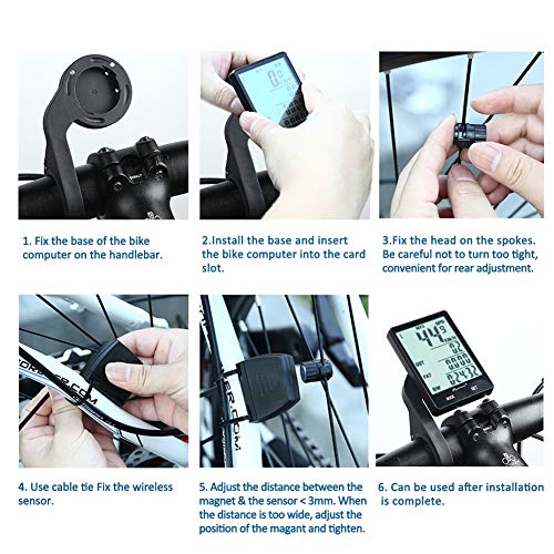 Wireless Bike Computer,Multifunction Wireless with Extra Large LCD Backlight Display Bike Speedometer and Odometer with Automatic Wake-up Multifunction Fits All Bikes