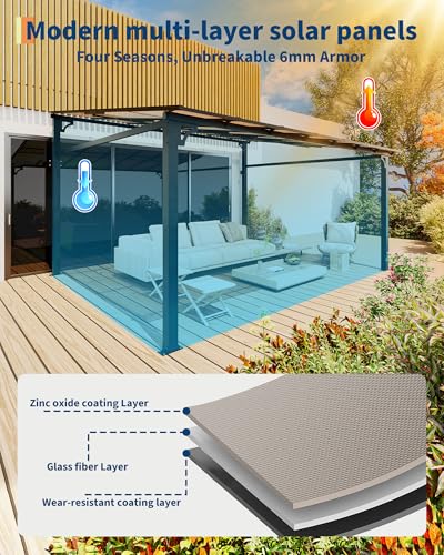 10' x 14' Upgraded Lean-to Wall-Mounted Gazebo | 6mm Polycarbonate Roof & Reinforced Aluminum Frame | All-Weather Hardtop Pergola for Patio, Deck, Backyard (2024 Enhanced Design)