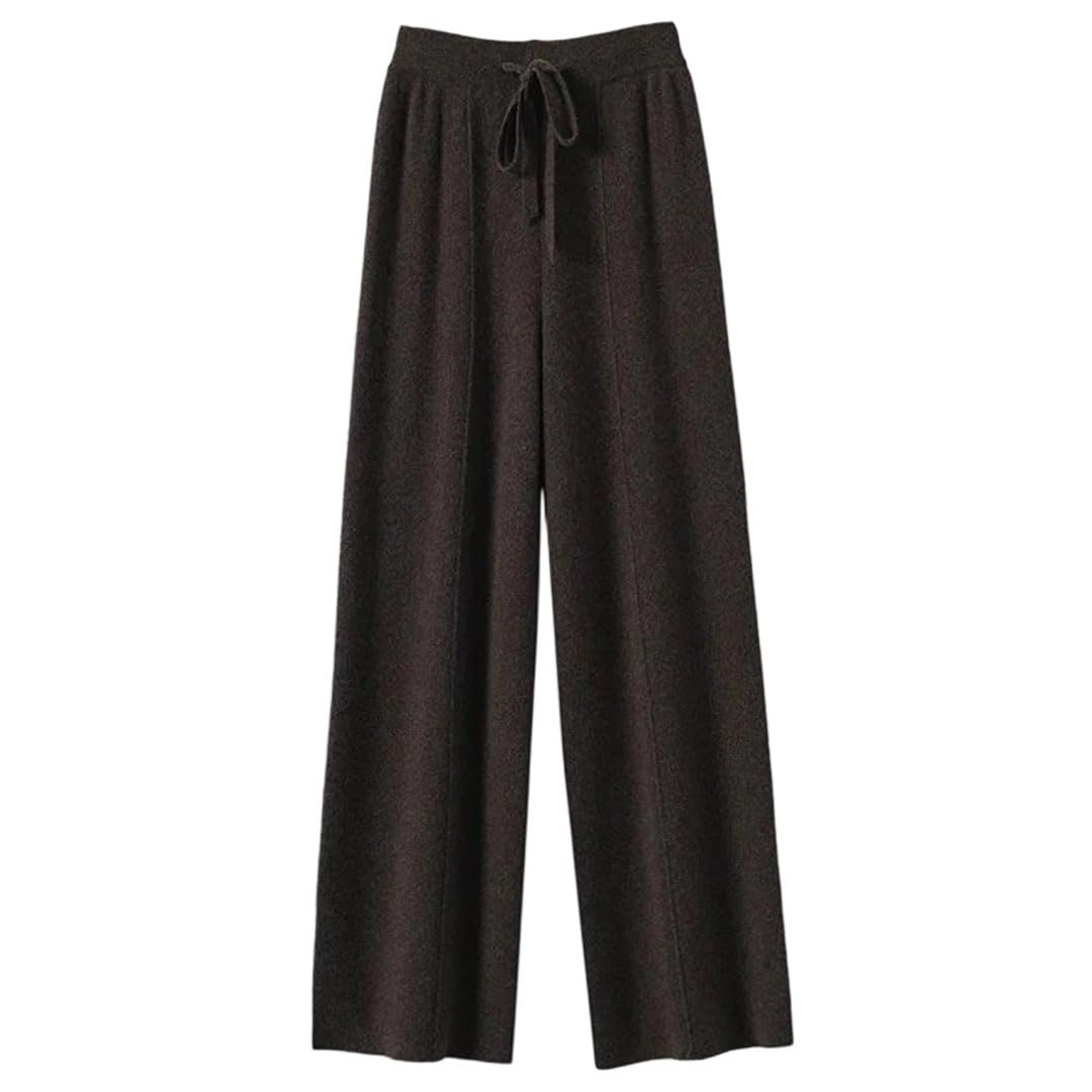 Womens High Warm Knit Wide Leg Straight Leg Pants for Solid Color Loose Wide Leg Pants