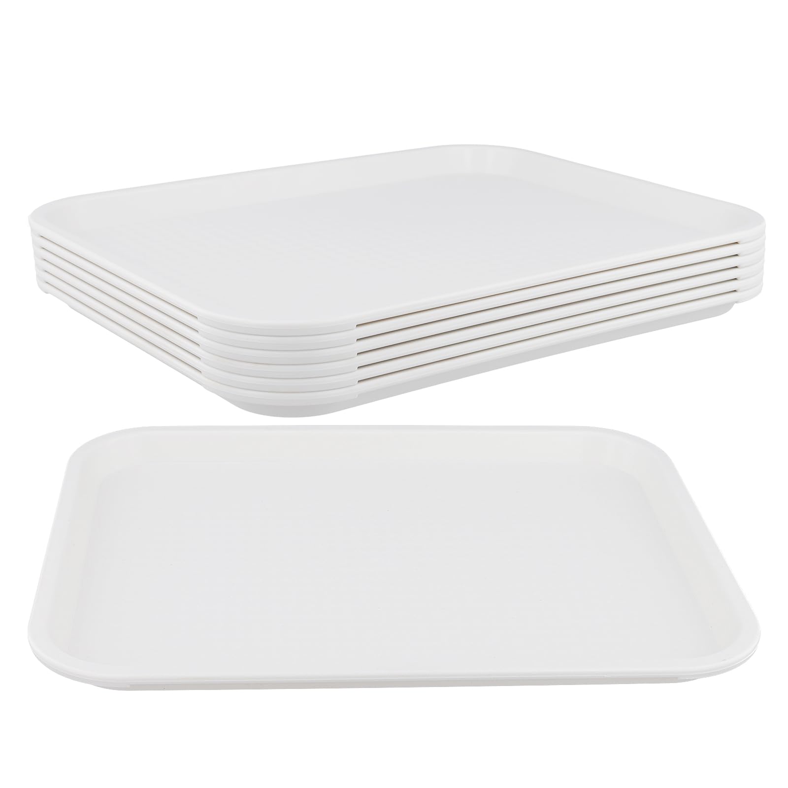 Plateaux de service légers et empilables plastique blanc 35x27cm lot de 6