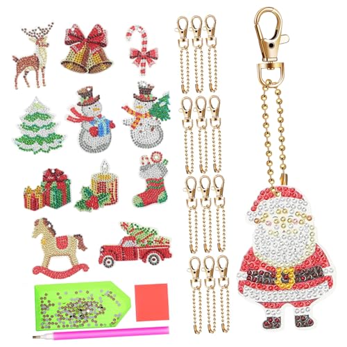 Porte-Clés Noël Diamond Art : Ornements Suspendus pour Déco Festive
