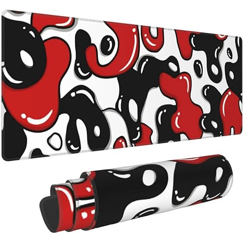 Image of Printed Gaming Mousepad - Premium Stitched Edges, Smooth Surface,Size 11x23 inches, Non-Slip Rubber Base - Ideal for Office & Gaming Setup (Cool Geometric Japanese)