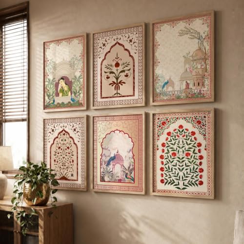 Image of kotart Premium Digital Madhubani Paintings with Frame for Home Decoration - Pichwai Decor Painting for Living Room Bedroom Office Room Decor - Painting for Wall Decoration - Pack of 6 (Art 3)