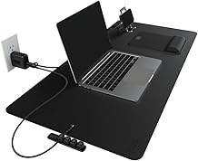 Kit de bureau &agrave; domicile BLACK+DECKER, ensemble de 7 pi&egrave;ces, support de bureau, chargeur PD &agrave; 2 ports, tapis de souris ergonomique, support de t&eacute;l&eacute;phone, c&acirc;bles combin&eacute;s, organisateur de c&acirc;bles, accessoires d'espace de travail parfaits pour le travail &agrave; domicile Noir