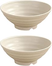 Japanese Style Ramen Bowls, 700ml, Set of 2, Melamine, Beige, Microwave and Dishwasher Safe (Beige, 2)