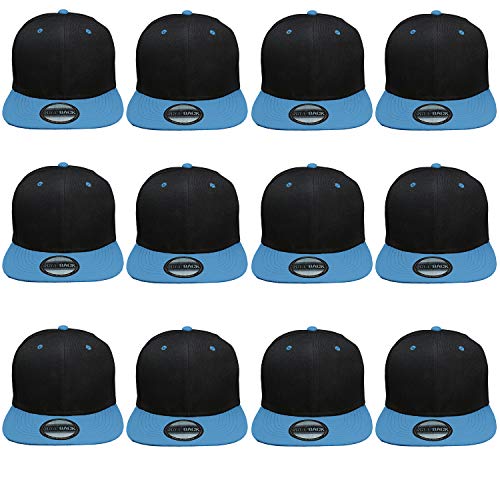 Image of Gelante Plain Blank Flat Brim Adjustable Snapback Baseball Caps Wholesale LOT 12 Pack