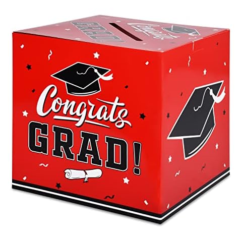 Gatherfun Graduation Party Decorations - Graduation Box for Gift and Cards - Party Favors and Supplies - Red. Cover