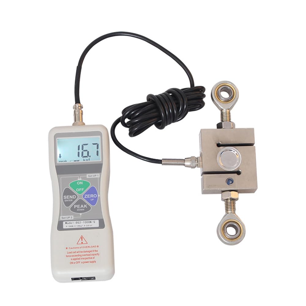 Force Gauge, DS2-S 0-5000N High Precision Digital Display External Push-Pull Dynamometer External Dynamometer S-Type Digital Push Force Meter(DS2-S-500N)