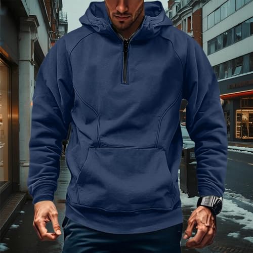 Mens Zip Up Tactical Hoodie Oversized Sweatshirts Quarter Zip Pullover with Multi-Pocket Work Hoodies2