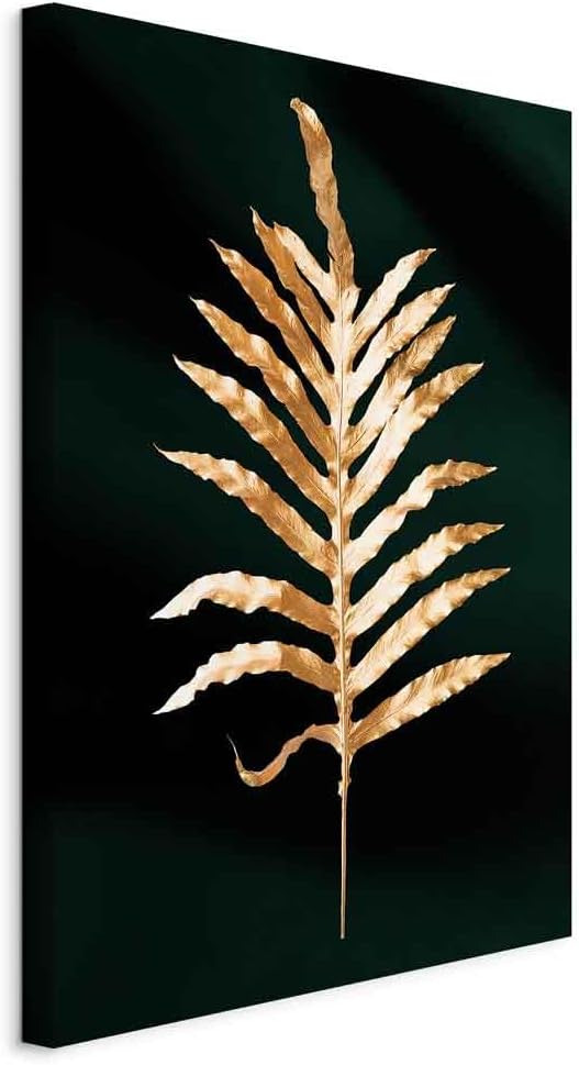 artgeist Acoustic Canvas Wall Art Print Leaves 24x35 in - 1pcs Picture with Acoustic Foam Sound Print Artwork Room Acoustics Soundproofing - Branch Plants Nature Dark Green b-C-0900-b-a