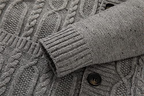 Men's V Neck Wool Blend Cable Knit Sweater Casual Button Down Outerwear Lightweight Cardigan Sweater With Pockets4