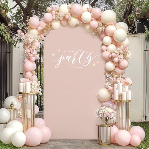 Party Talk 6.6FT Nude Arch Covers Wrinkle-Free Spandex Fitted Arch Stand Cover Wedding Arch Backdrop Covers with Zipper for Baby Shower Birthday DIY Party Banquet Photo Background Ballon Arch Covers by Party Talk - Image 7