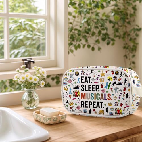 TIIMG Musical Lover Gift Theatre Musical Lover Actor Actress Encourage Gift Drama Comedy Fans Makeup Zipper Pouch (eat sleep mb)4