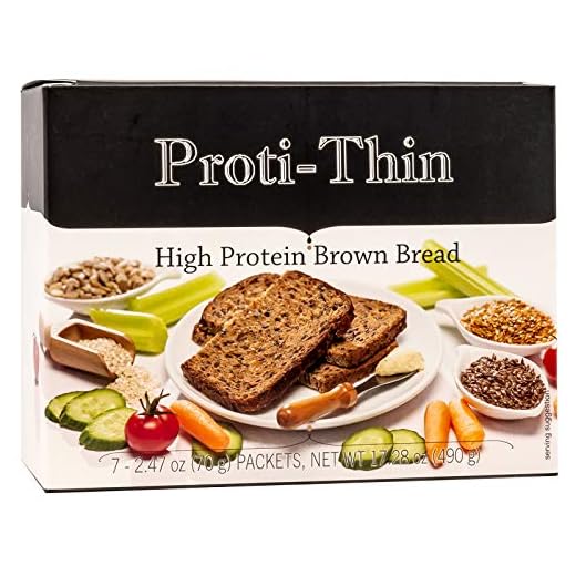 Proti-Thin High Protein Brown Bread, 15g Protein, Low Calorie, High Fiber, Low Net Carb Diet Bread, Low Sugar, KETO Diet Friendly, Ideal Protein Compatible, 3 Individual Slices per Serving, 7 Servings