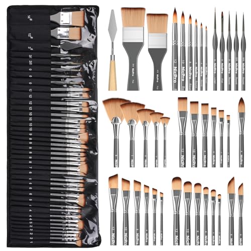 Nicpro 40 PCS Professional Acrylic Paint Brush Set