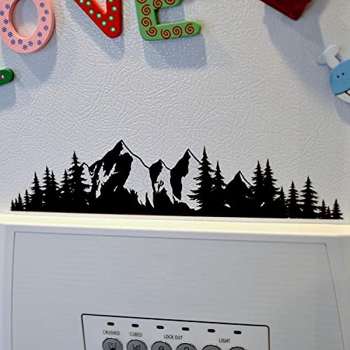 Byzee Mountain Decal for Car Bumper Sticker, Van or Truck Tailgate | Rocky Mountain Pines Premium Badge or Emblem Nature Overlay | Exterior Grade Automotive Graphic, Great Gift Idea for Hiker, Camper