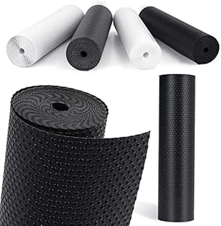 MooiFun Drawer Liners, Waterproof Shelf Liner, Anti-Slip Non-Adhesive BPA Free Kitchen Cupboard Cabinet Liner Refridge Fridge Mats Sink Protector Strong Durable for Home Office (Black/60cm×600cm)