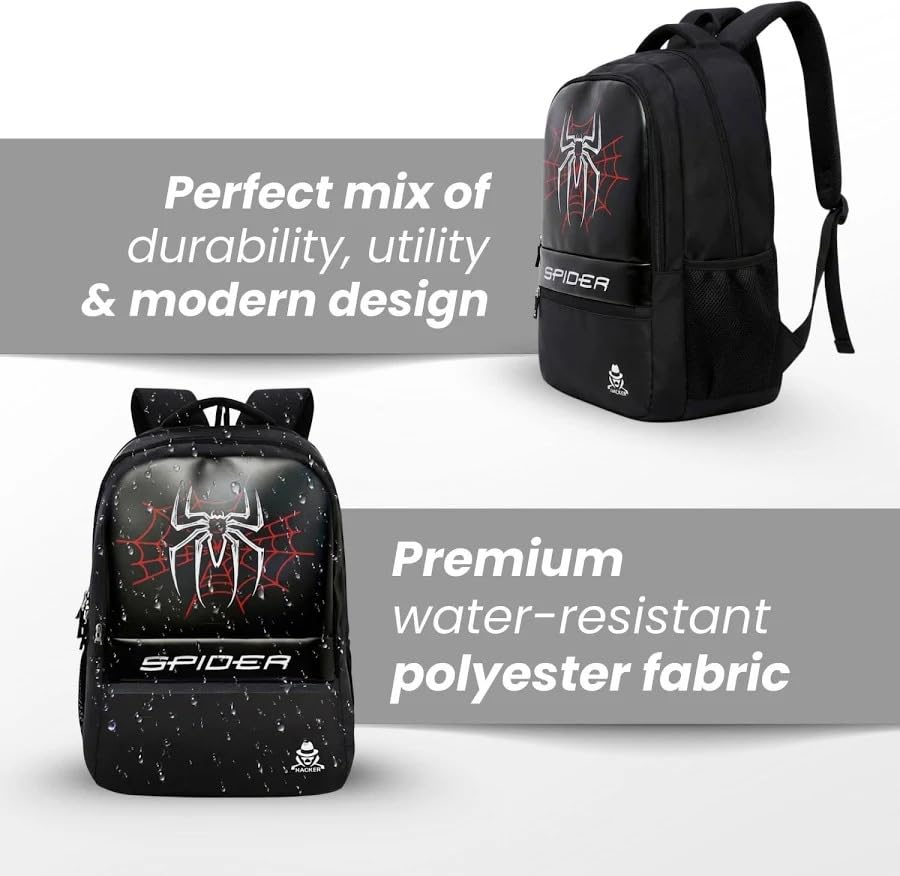 Image of ASM Bags Spider bag for boys backpack Laptop Backpack Men & Women | For School, Office & Travel Daily Use Stylish Boys Girls Spider Bag | 5 Pockets 2 Hidden Pocket Black -37X4X52