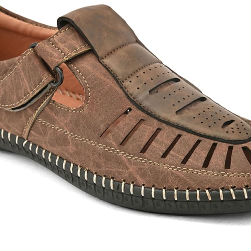 Image of Centrino Men's Fisherman Sandals | Sporty & Casual Summer Footwear | Adjustable Fit with soft cushion Padding | Closed-Toe Comfort & Durability (9284)