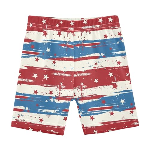 American Flag Stripes Girls Shorts Elastic Waist Sports Shorts Girls Leggings Pants for 4-10 Years