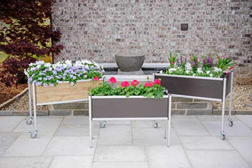 Raised Planter Box Elevated Garden Bed (36"L X 24"W X 27"H W/Wheels, Walnut) For Vegetables, Flowers, Herbs Patio/Balcony/Indoor/Outdoor/ Rust Resistant By Nrt #TOP22