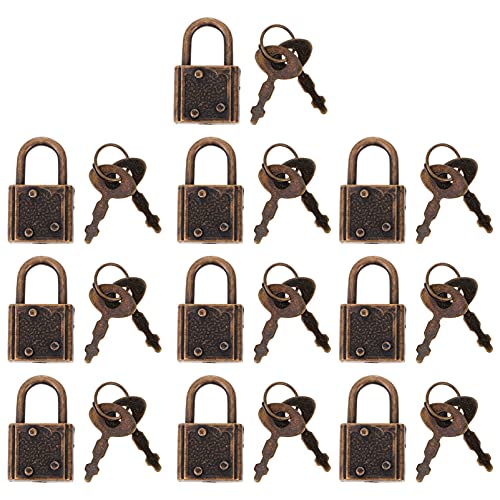 DOITOOL Mini Padlock Suitcase Locks 10 Pack Vintage Padlocks Bag Locks Rustproof for Luggage