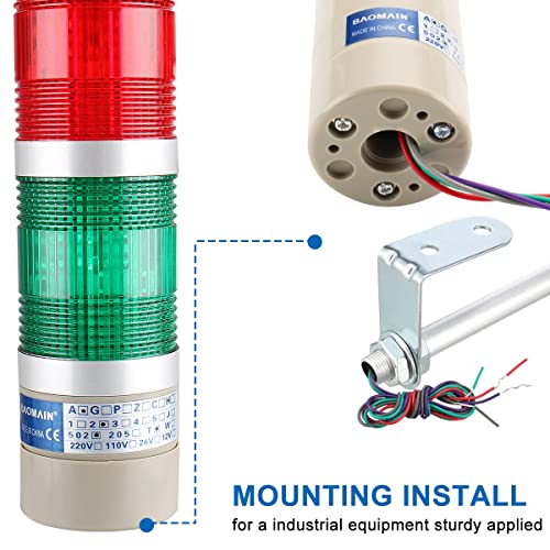 Feu de signalisation industriel LED Baomain bicolore pour commande 12V - 4