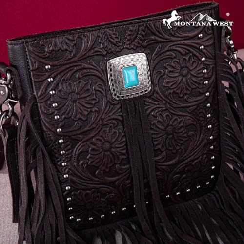 Montana West Western Small Purses for Women Crossbody Bag Fringe Purse Leather Women's Shoulder Tooled Handbags3