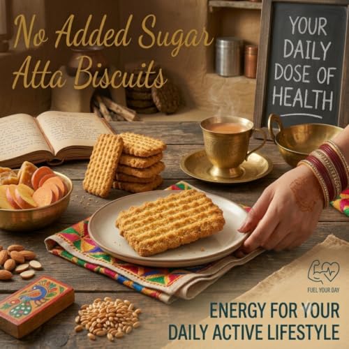 Image of Smyle No Added Sugar Atta Biscuits | 100% Whole Wheat | No Maida | Healthy Snack for Diabetics | Rich in Fiber| Pack of 2 x 250g (500g Total)