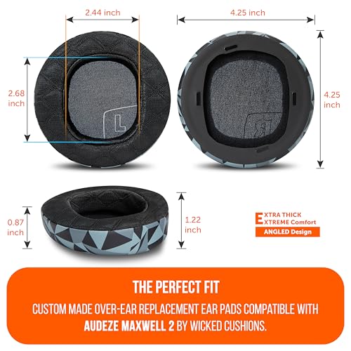 WC Mod Kit Maxwell 2 - Earpads, Headband & Side Plates para Audeze Maxwell 2 | Hecho por Wicked Cushions | Banda ancha de silicona extra, placas magnéticas y earpads de gel | Para Maxwell 2 & 2ANC | Geo Grey miniatura 5