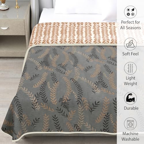 Image of Homestan Reversible All Season Cotton Feel Dohar for Single Bed,Soft Light Weight AC Blanket /Comforter for Summer /Winter /Monsoon (58x86 Inches, Fern Night)