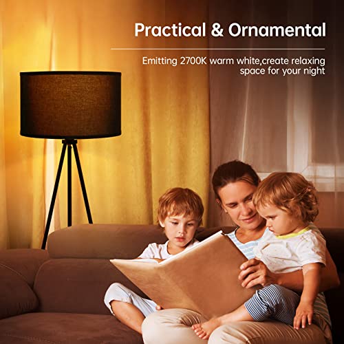 Boostarea Floor Lamp For Living Room, Tripod Floor Lamp, 15W Led Bulb, 3 Levels Dimmable Brightness, Black Linen Lamp Shade, Mid Century Standing Lamp For Living Room, Bedroom, Study Room And Office #TOP6