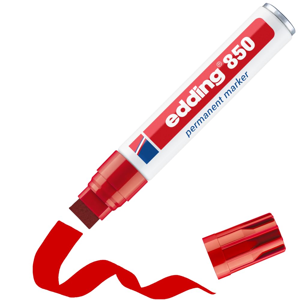 edding 850 Marqueur permanent - rouge - 1 stylo - pointe biseautée 5-15 mm