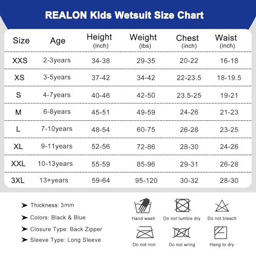 REALON Roupa de mergulho infantil, meninos, meninas, jovens, roupa de banho de neoprene térmico, 2,5