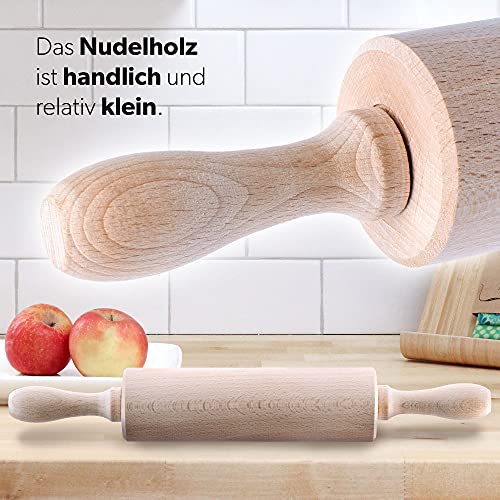 Foto von KADAX Nudelholz, Teigrolle, verstellbarer Teigroller, Nudelrolle für Backen, Pizza, Teig, 38 cm lang, Backzubehör mit Griffe, Roller aus Holz, Backrolle mit Kugellager, stabil