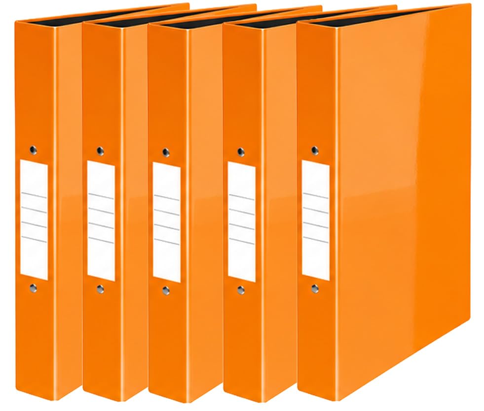 Nobel 25mm 2 Ring Polypropylene Gloss Binder A4 (5, Gloss Orange)